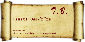 Tisztl Balázs névjegykártya